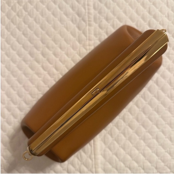 FENDI First Midi Nappa Leather Clutch Brown Camel Gold Hardware - Picture 8 of 12